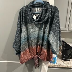 NWT cowl neck gradient ombré sweater plus
